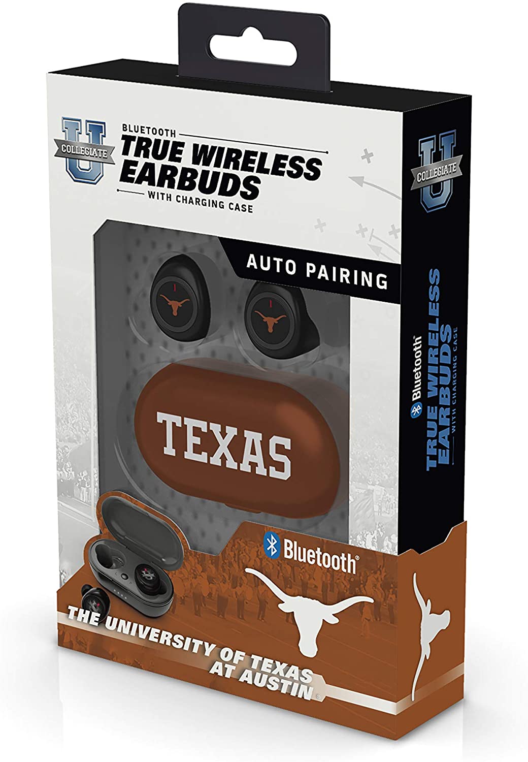 Texas Longhorns True Wireless Bluetooth Earbuds w/Charging Case by Prime Brands