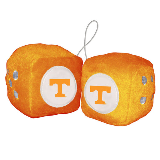 Tennessee Volunteers Fuzzy Dice - 3" cubes, team colors. NCAA licensed by Fanmats. Ideal for car, home, or fan cave display!