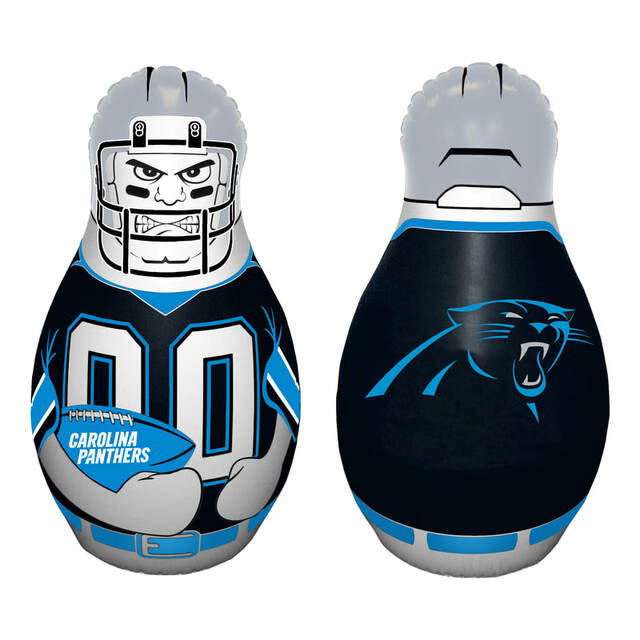 Kids inflatable toy punching bag with Carolina Panthers football player graphics