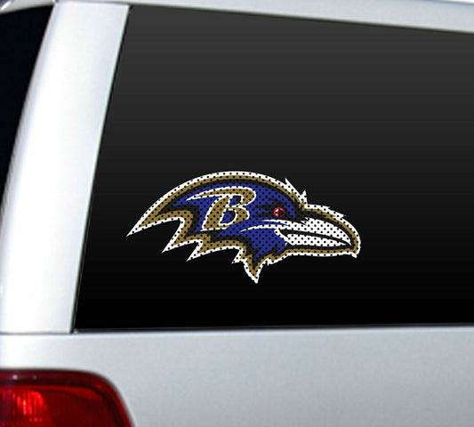 Baltimore Ravens 12 inch die cut window film features team logo and colors