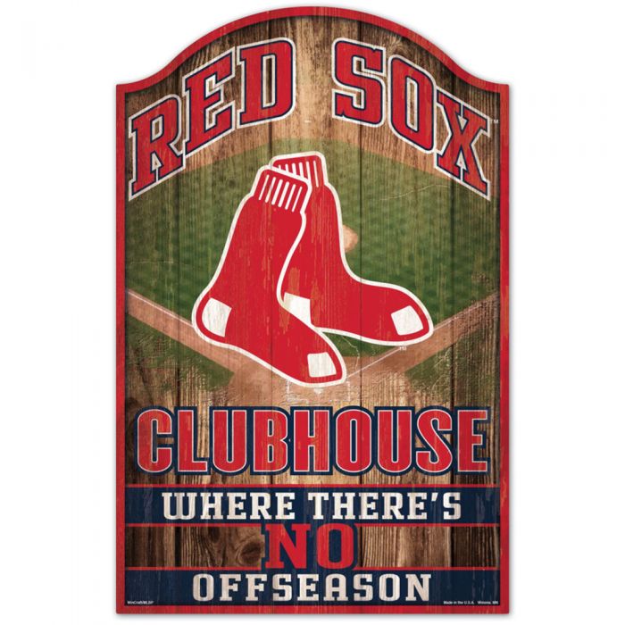  Boston Red Sox MLB Fan Cave Wood Sign, 11"x17", hardboard wood, team graphics, indoor use, officially licensed, made by Wincraft