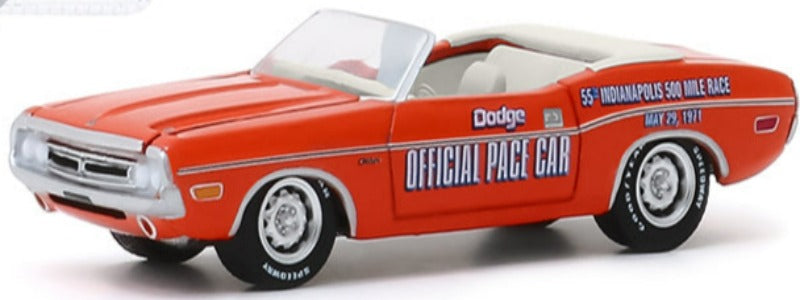 1971 Dodge Challenger Convertible Official Pace Car Orange "55th Indianapolis 500 Mile Race" "Hobby Exclusive" 1/64 Diecast Model Car by Greenlight