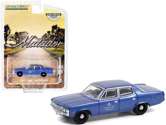 1972 AMC Matador Blue Metallic "United States Marshall" "Hobby Exclusive" 1/64 Diecast Model Car by Greenlight