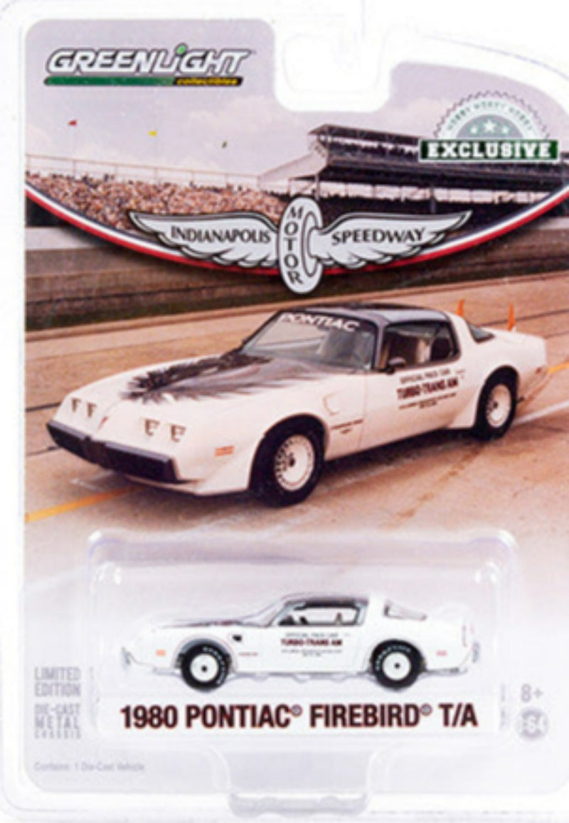 1980 Pontiac Firebird Trans Am T/A White w/ Black Top Official Pace Car "64th Annual Indianapolis 500" "Hobby Exclusive" 1/64 Diecast Car - Greenlight