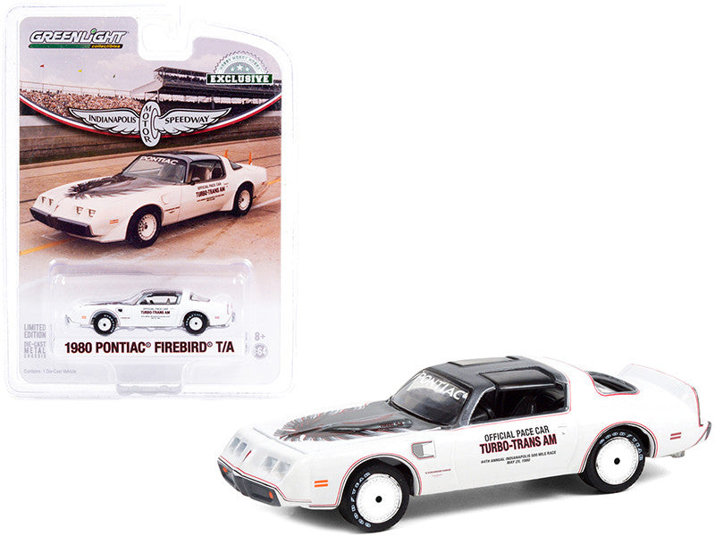 1980 Pontiac Firebird Trans Am T/A White w/ Black Top Official Pace Car "64th Annual Indianapolis 500" "Hobby Exclusive" 1/64 Diecast Car - Greenlight