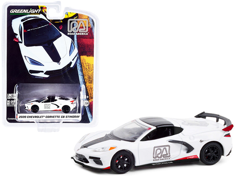 2020 Chevrolet Corvette C8 Stingray White and Black "Road America Official Pace Car" "Hobby Exclusive" 1/64 Diecast Model Car by Greenlight