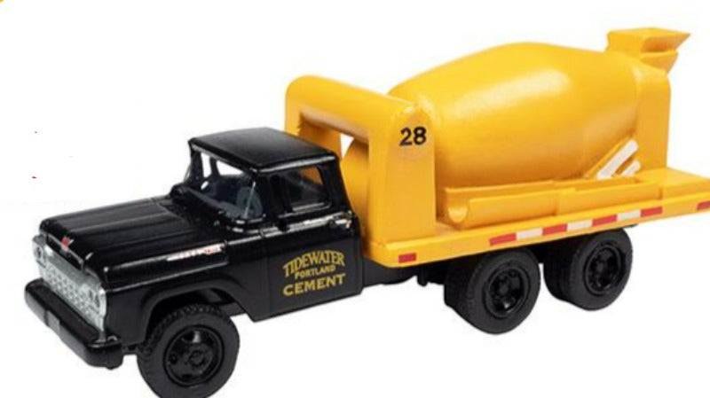 1960 Ford Cement Mixer Truck "Tidewater Concrete" Black and Yellow 1/87 (HO) Scale Model Truck by Classic Metal Works