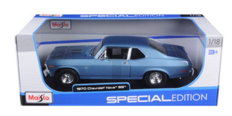 1970 Chevrolet Nova SS Coupe Blue Metallic 1/18 Diecast Model Car by Maisto