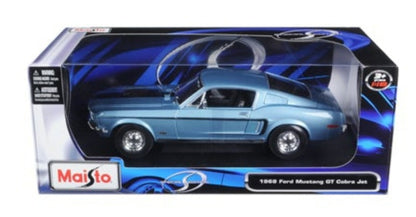 1968 Ford Mustang CJ Cobra Jet Blue 1/18 Diecast Model Car by Maisto