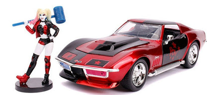 1969 Chevrolet Corvette Stingray with Harley Quinn Diecast Figurine "DC Comics" Series 1/24 Diecast Model Car by Jada