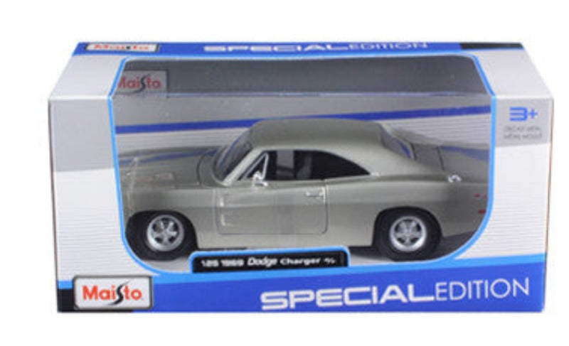 1969 Dodge Charger R/T Hemi Silver 1/25 Diecast Car Model by Maisto