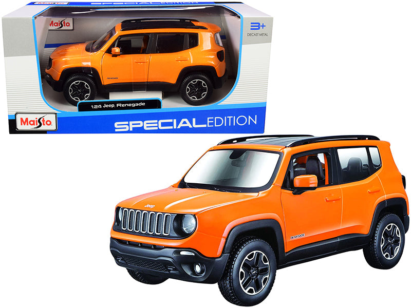 Jeep Renegade Orange Metallic with Black Top "Special Edition" 1/24 Diecast Model Jeep by Maisto