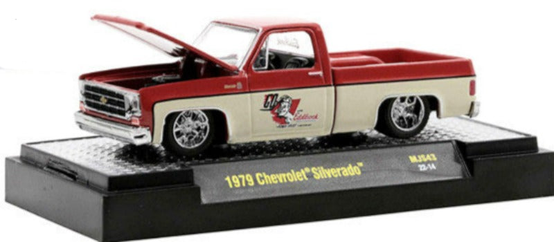 1979 Chevrolet Silverado Pickup Truck Red and Tan "Go with Edelbrock" Limited Edition to 6600 pieces Worldwide 1/64 Diecast Model Car by M2 Machines