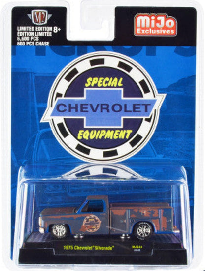 1975 Chevrolet Silverado Service Truck Blue (Rusted) "Special Chevrolet Equipment" Limited Edition to 6600 pcs 1/64 Diecast Car by M2 Machines