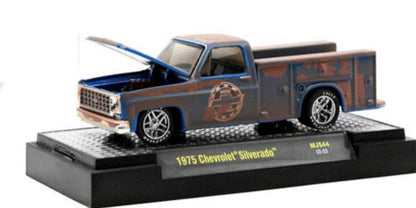 1975 Chevrolet Silverado Service Truck Blue (Rusted) "Special Chevrolet Equipment" Limited Edition to 6600 pcs 1/64 Diecast Car by M2 Machines