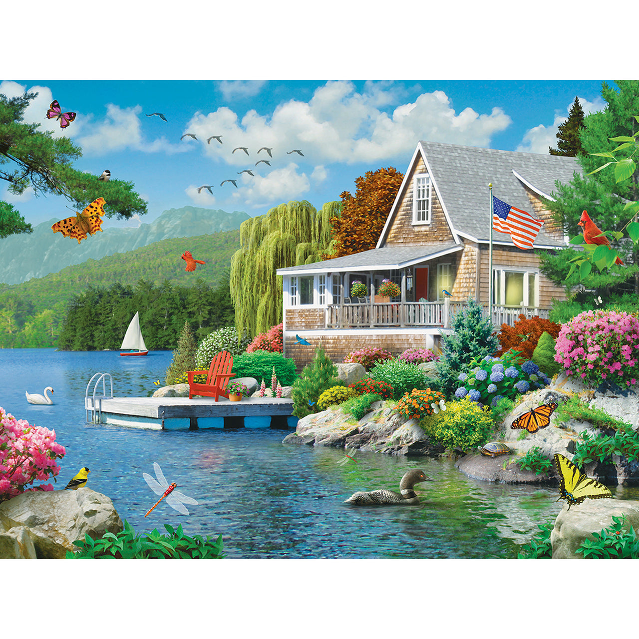 Memory Lane Lakeside Memories - Large 300 Piece EZGrip Jigsaw Puzzle by MasterPieces