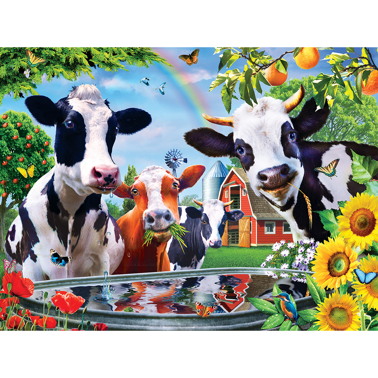 Green Acres Linen - Moo Love Large 300 Piece EZGrip Jigsaw Puzzle by Masterpieces