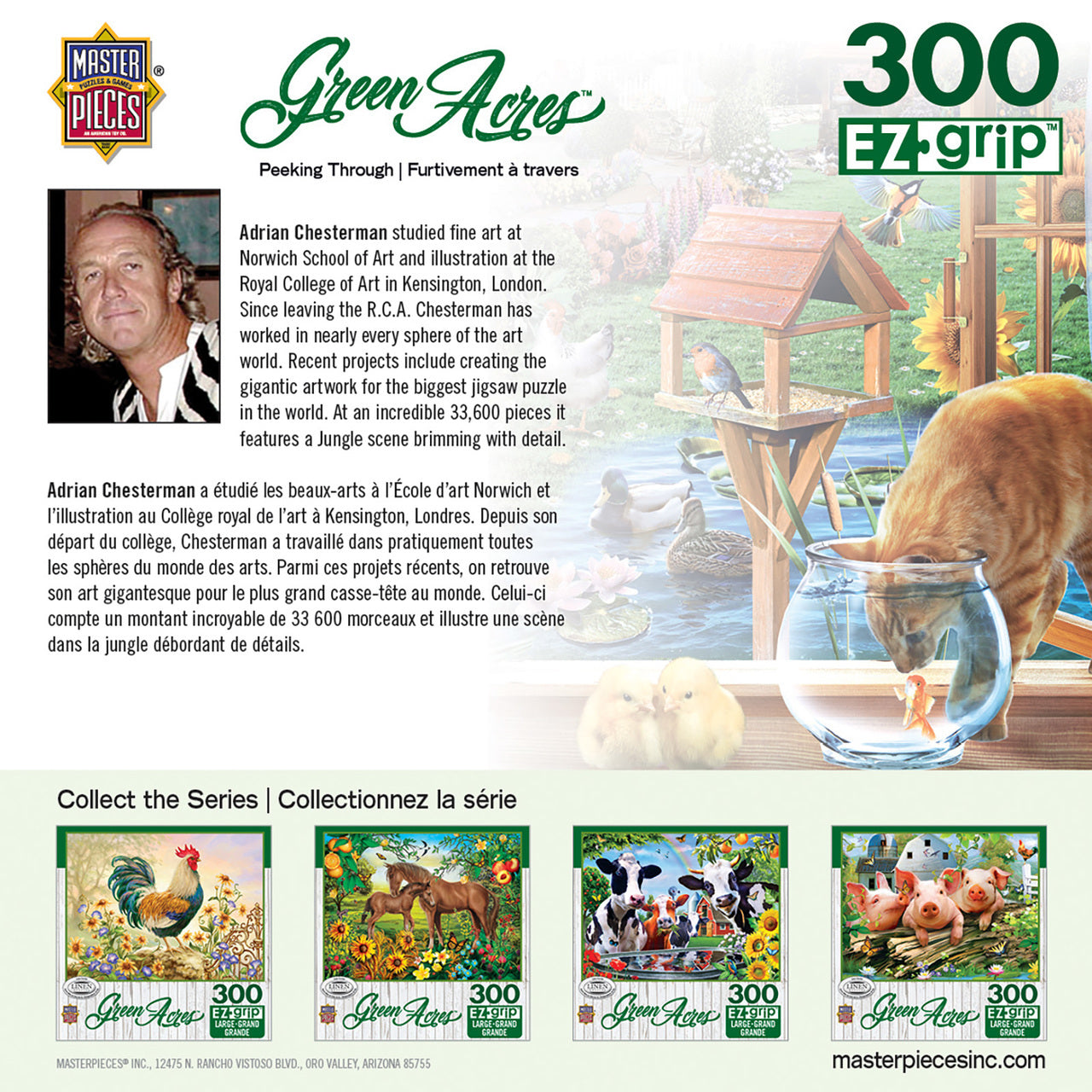 Green Acres Linen - Farmland Frolic Large 300 Piece EZGrip Jigsaw Puzzle by Masterpieces