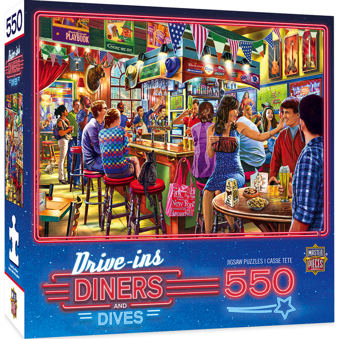 Drive-Ins, Diners, and Dives - Duffy's Sports & Suds - 550 Piece Jigsaw Puzzle by Masterpieces