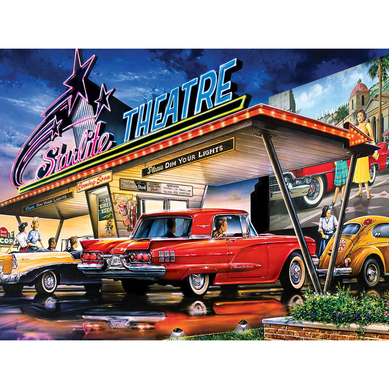 Drive-Ins, Diners, and Dives - Starlite Drive-In - 550 Piece Jigsaw Puzzle by Masterpieces