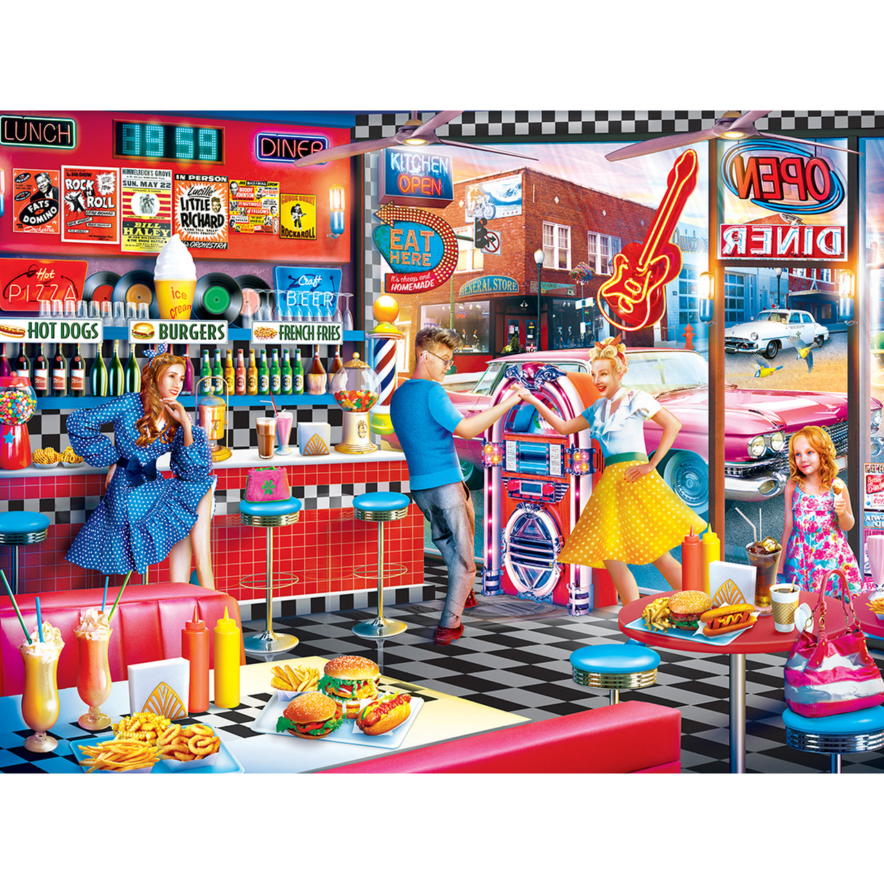 Drive-Ins, Diners, and Dives - Good Times Diner - 550 Piece Jigsaw Puzzle by Masterpieces