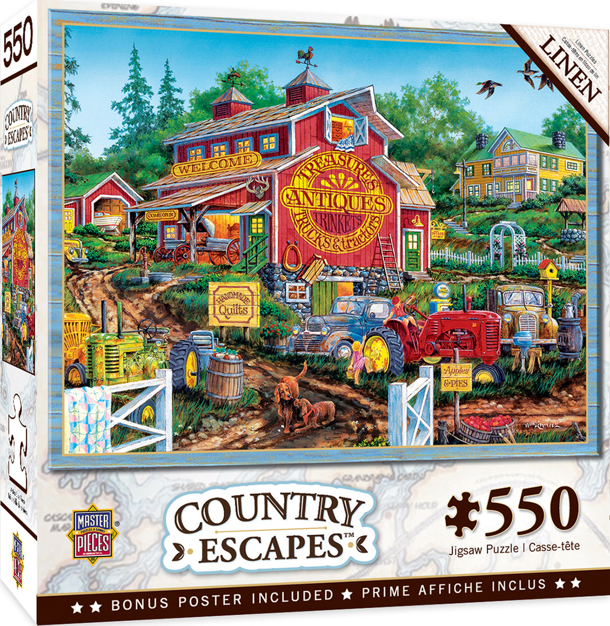 Country Escapes - Antique Barn - 550 Piece Linen Jigsaw Puzzle by Masterpieces