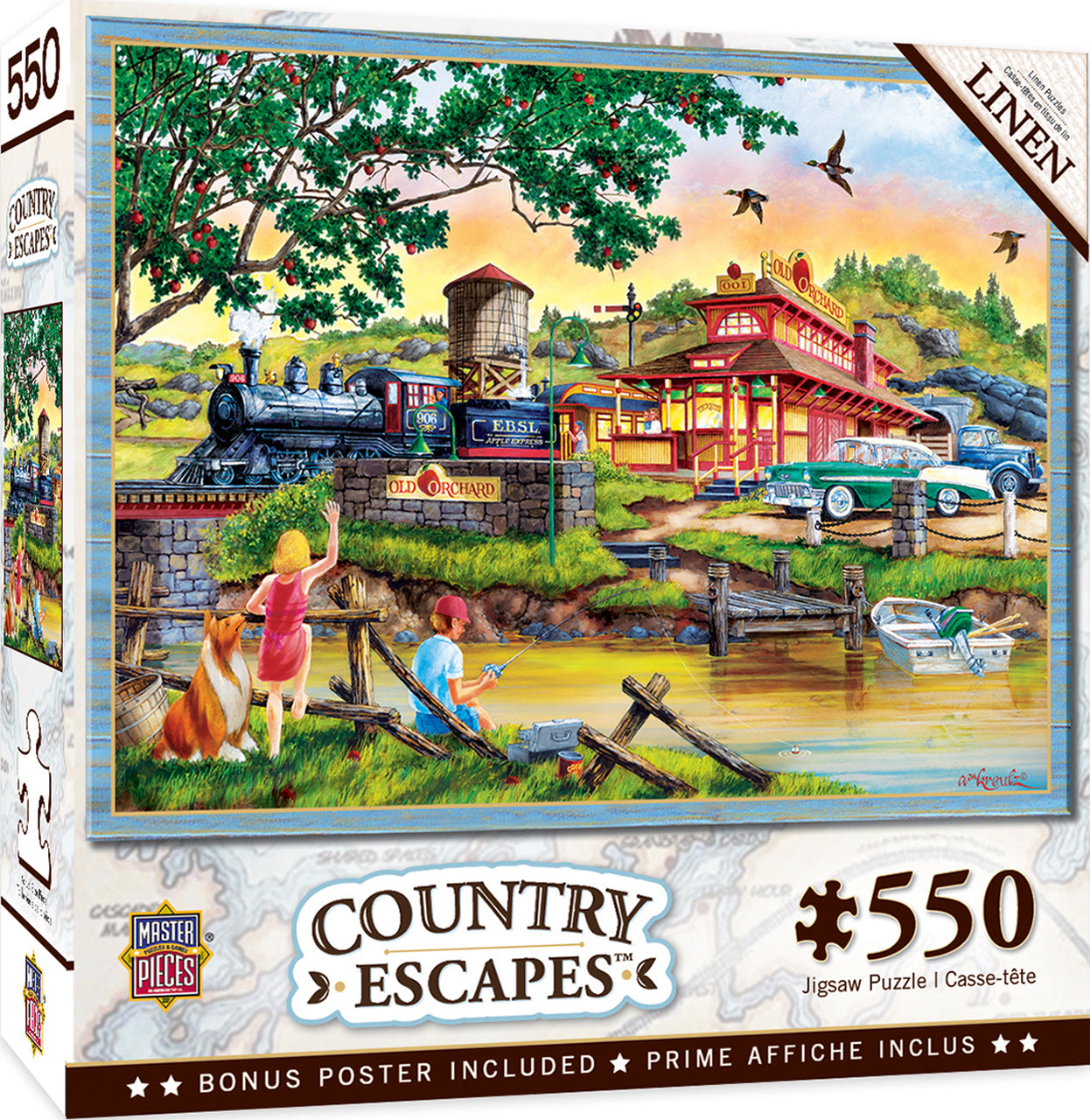 Country Escapes - Apple Express - 550 Piece Linen Jigsaw Puzzle by Masterpieces
