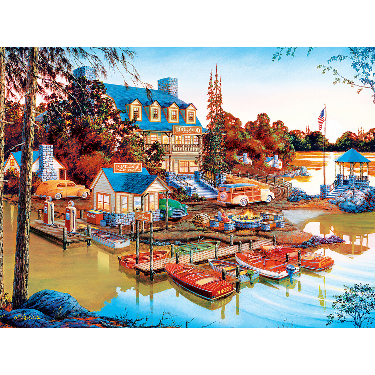 Country Escapes - Peaceful Easy Evening - 550 Piece Linen Jigsaw Puzzle by Masterpieces