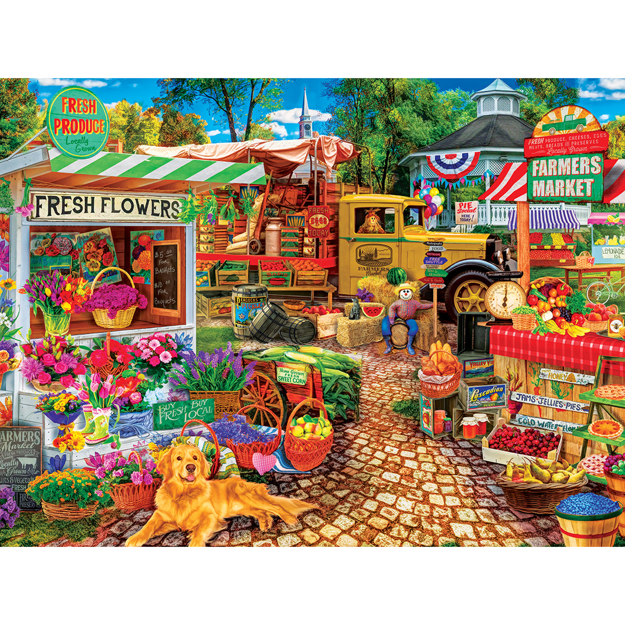 Farmer's Market - Sale on the Square - 750 Piece Jigsaw Puzzle by Masterpieces