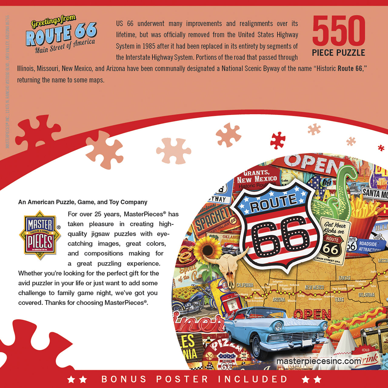 Travel Collages - Route 66 - 550 Piece Jigsaw Puzzle by Masterpieces