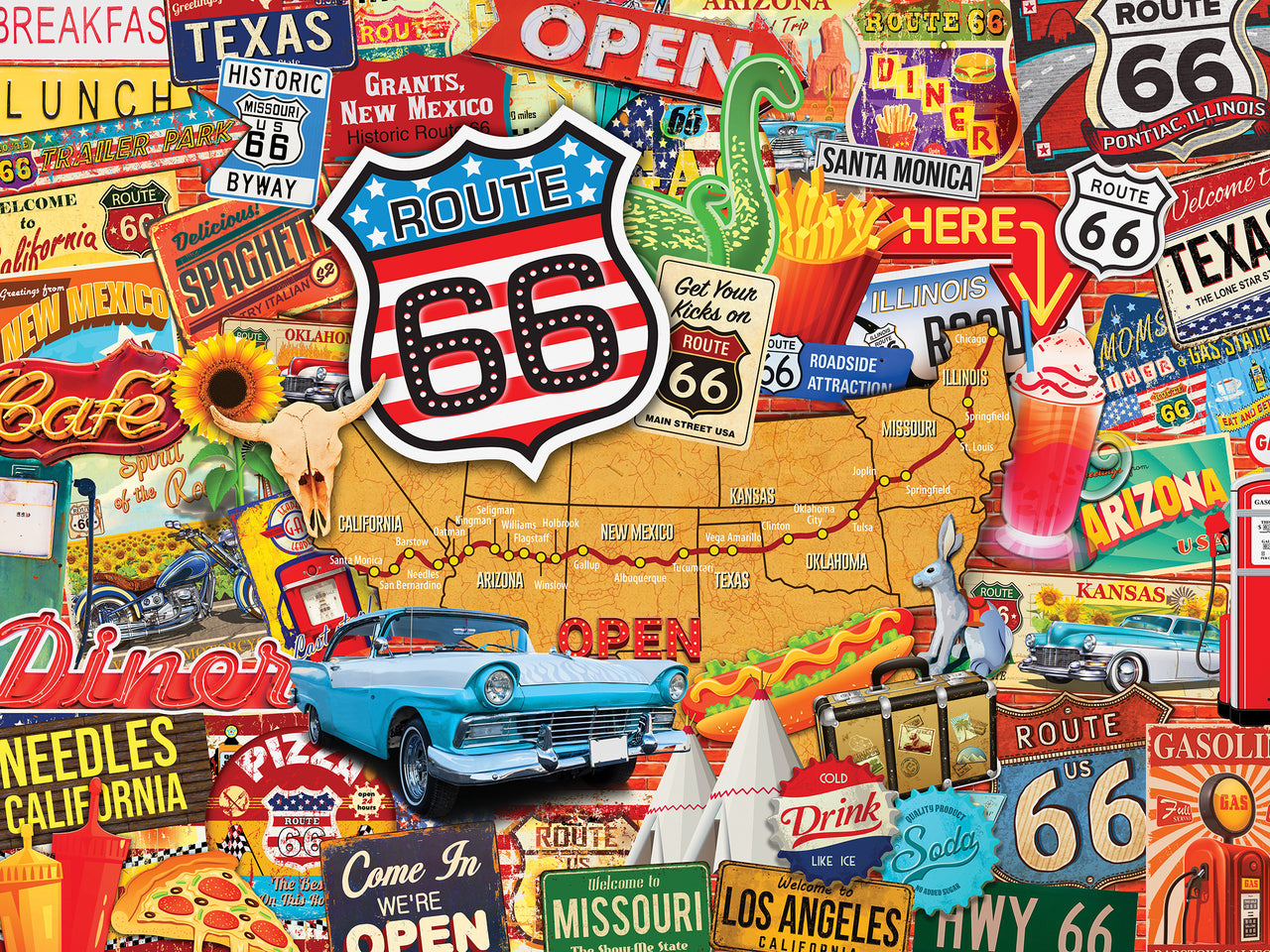 Travel Collages - Route 66 - 550 Piece Jigsaw Puzzle by Masterpieces