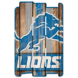 Retro Detroit Lions wood fence sign, 11" x 17". Officially licensed, made in USA by Wincraft. Team colors & graphics, routed hanging hole.