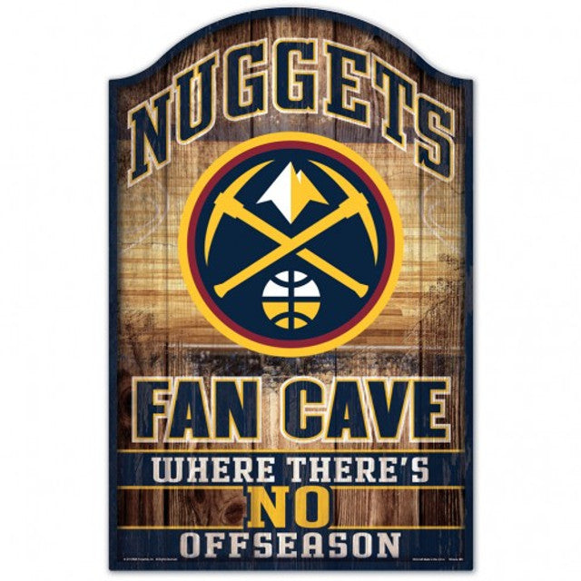 Denver Nuggets NBA Fan Cave Wood Sign, 11"x17", hardboard wood, team graphics, indoor use, officially licensed, made by Wincraft