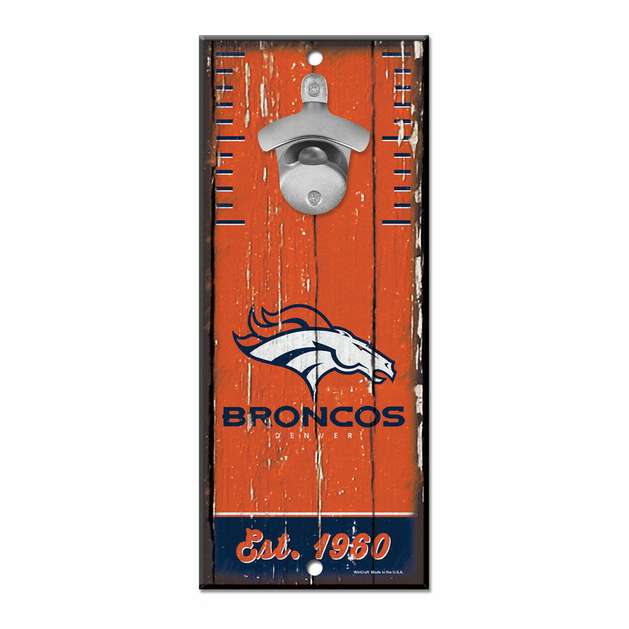 Denver Broncos 5" x 11" Bottle Opener Wood Sign by Wincraft