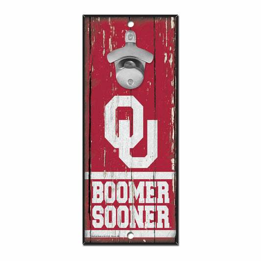 Oklahoma Sooners 5" x 11" Bottle Opener Wood Sign by Wincraft