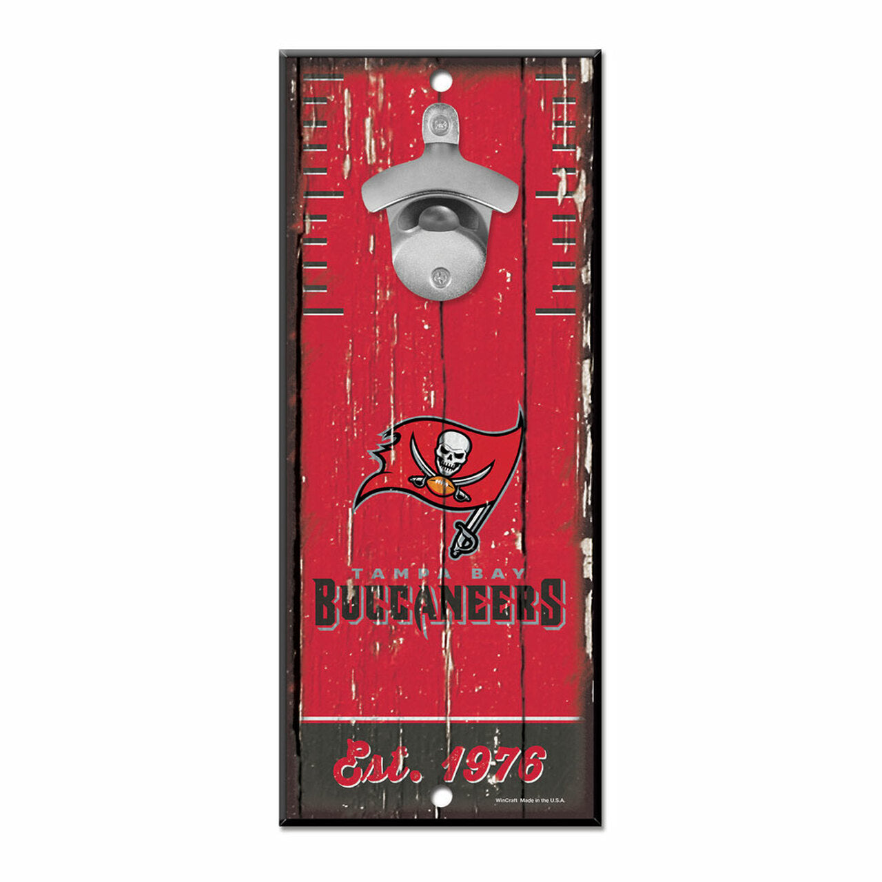 Tampa Bay Buccaneers 5" x 11" Bottle Opener Wood Sign by Wincraft