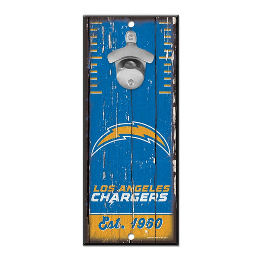 Los Angeles Chargers 5" x 11" Bottle Opener Wood Sign by Wincraft