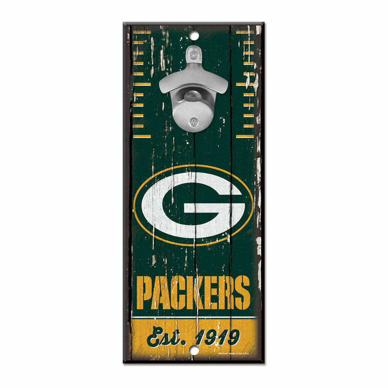 Green Bay Packers 5" x 11" Bottle Opener Wood Sign by Wincraft