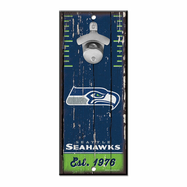 Seattle Seahawks 5" x 11" Bottle Opener Wood Sign by Wincraft