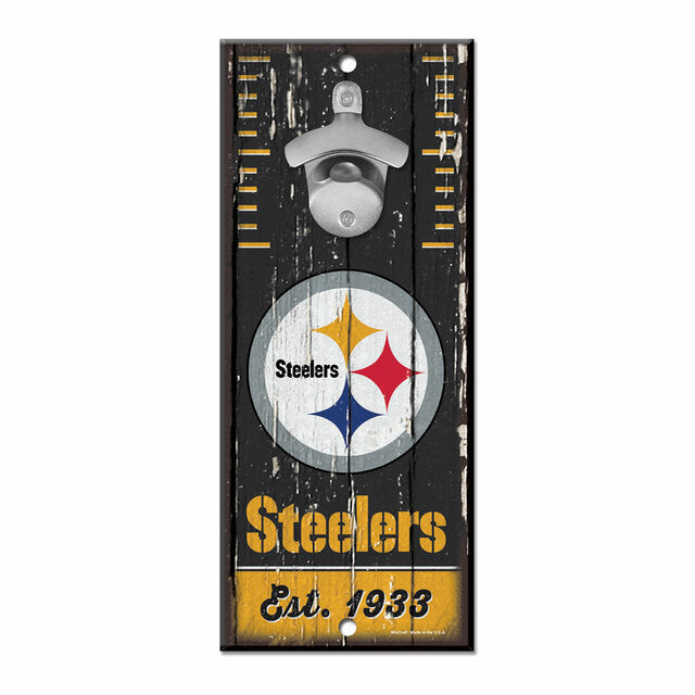 Pittsburgh Steelers 5" x 11" Bottle Opener Wood Sign by Wincraft