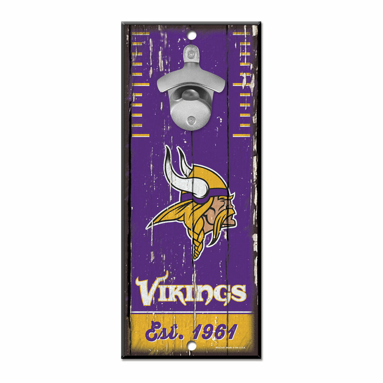 Minnesota Vikings 5" x 11" Bottle Opener Wood Sign by Wincraft