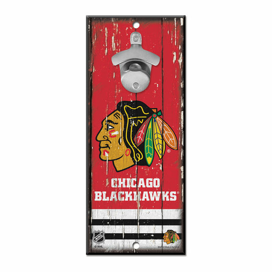 Chicago Blackhawks 5" x 11" Bottle Opener Wood Sign by Wincraft