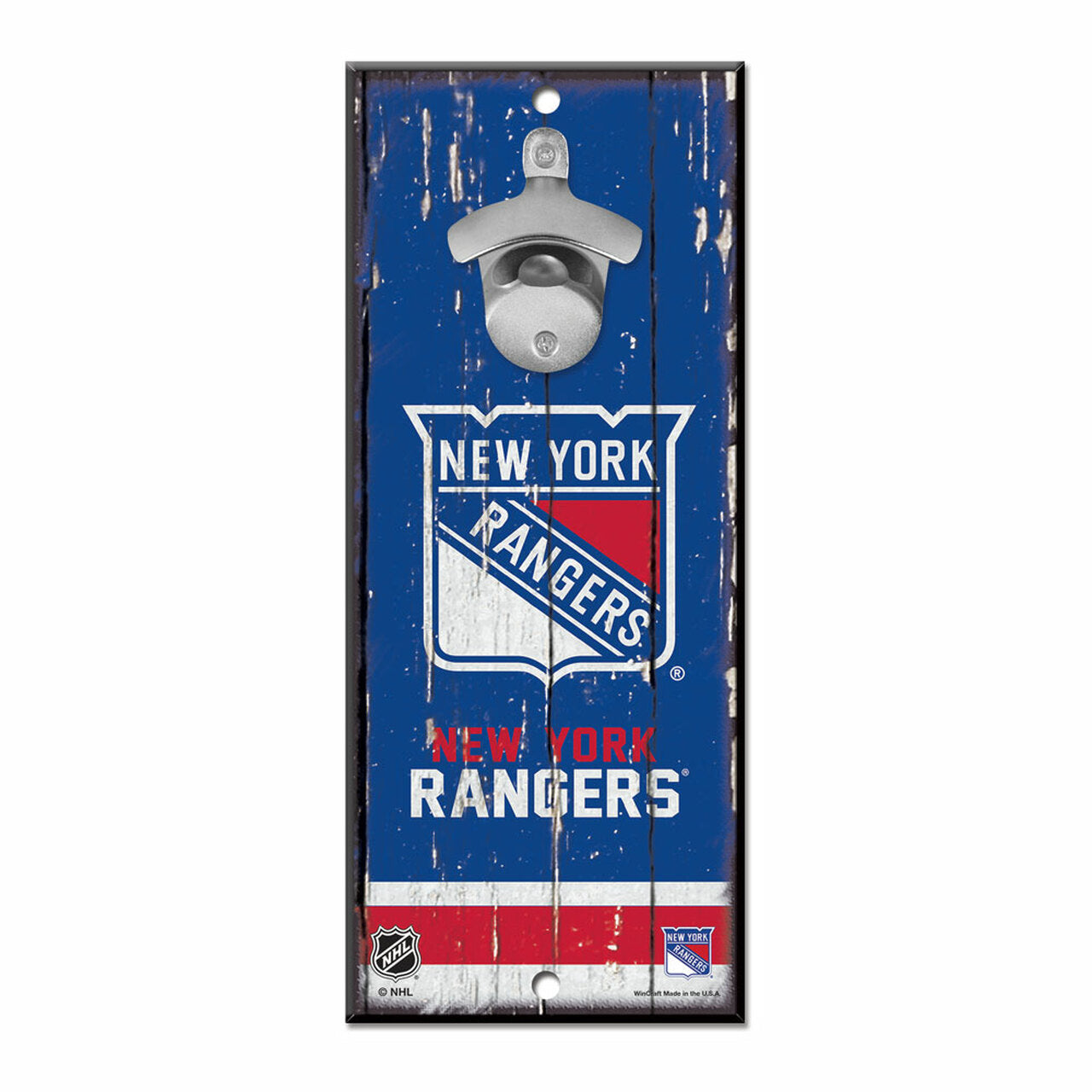 New York Rangers 5" x 11" Bottle Opener Wood Sign by Wincraft