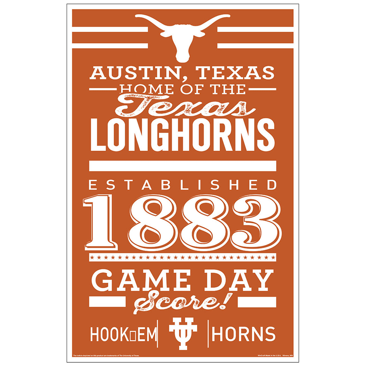 Texas Longhorns 11"x 17" Established Wood Sign by Wincraft