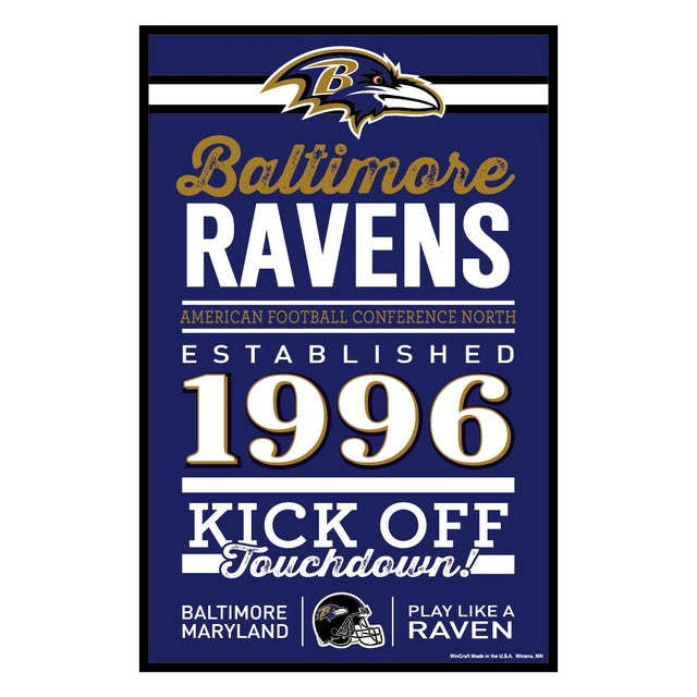 Baltimore Ravens 11"x 17" Established Wood Sign by Wincraft