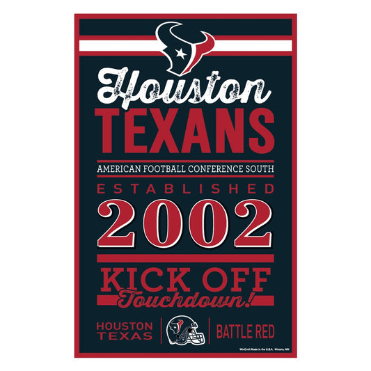 Houston Texans 11"x 17" Established Wood Sign by Wincraft