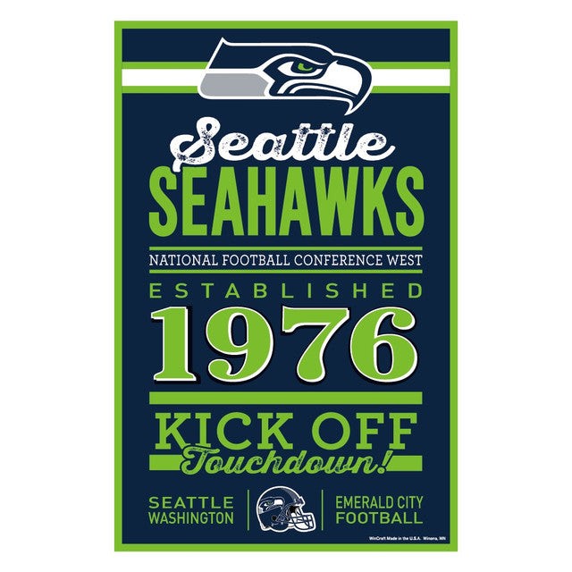 Seattle Seahawks 11"x 17" Established Wood Sign by Wincraft