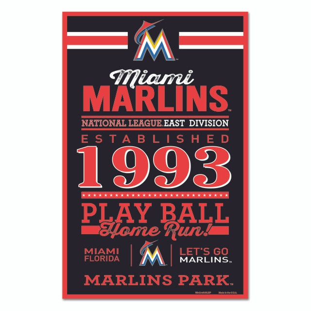 Miami Marlins 11"x 17" Established Wood Sign by Wincraft