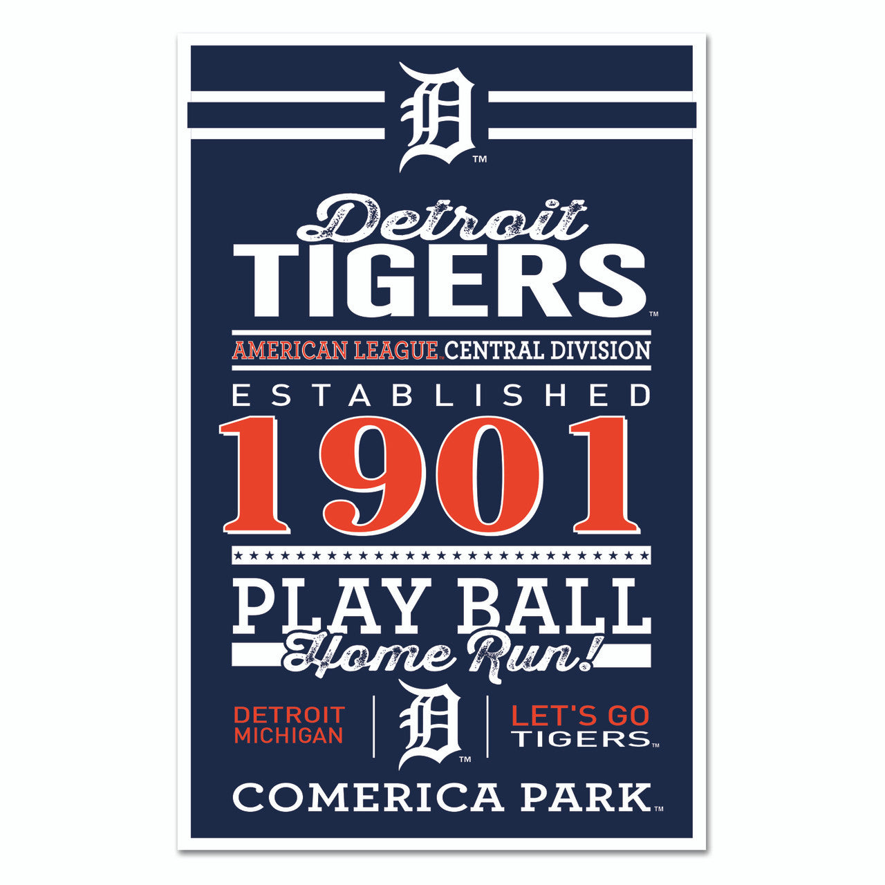 Detroit Tigers 11"x 17" Established Wood Sign by Wincraft