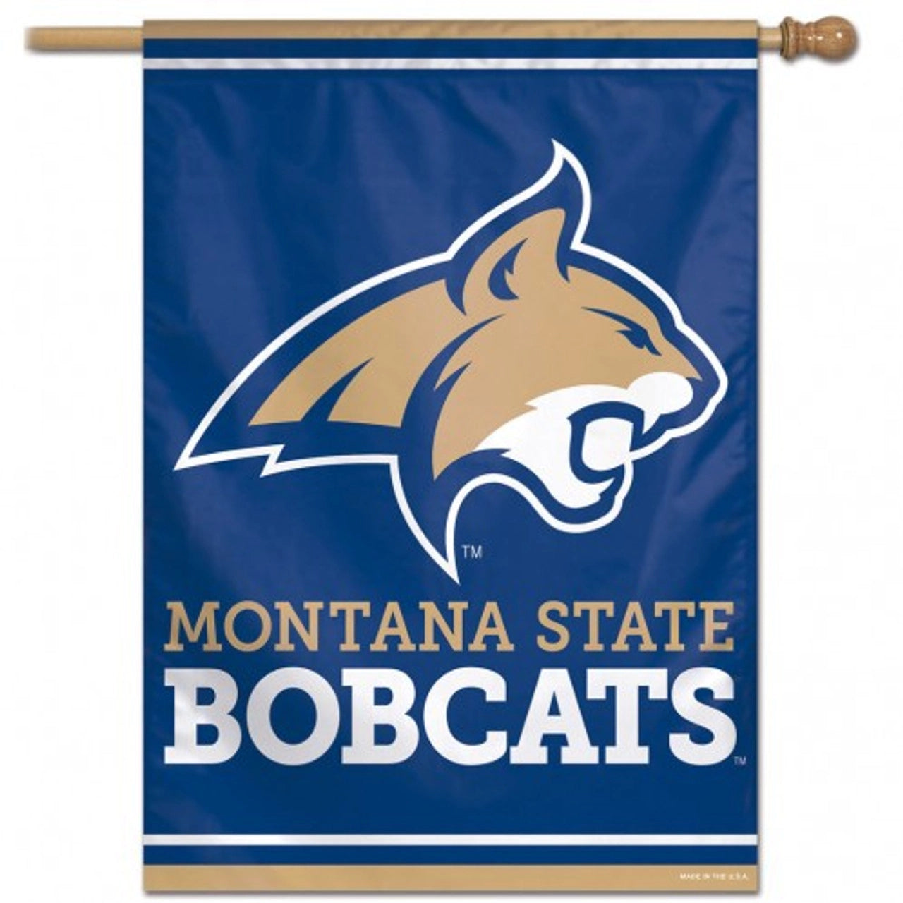 Montana State Bobcats 28x40 vertical banner in vibrant team colors with official graphics. Pole not included.